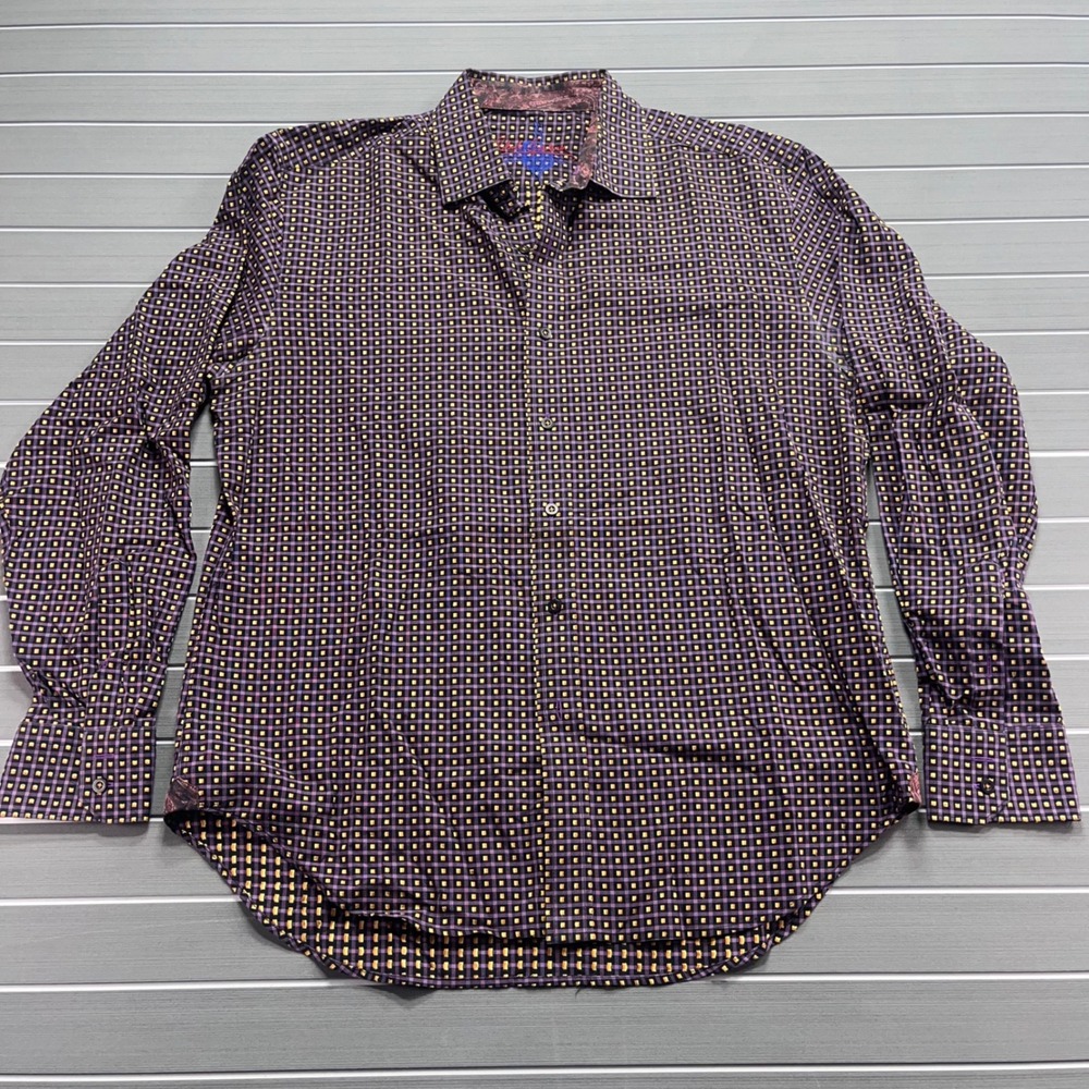 Robert Graham Mens XL/TG Purple Gold Geometric Print Button Down Shirt